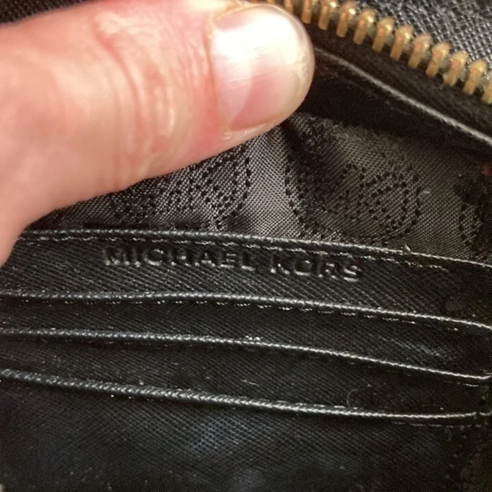 Michael kora black saffiano leather mini Selma crossbody bag